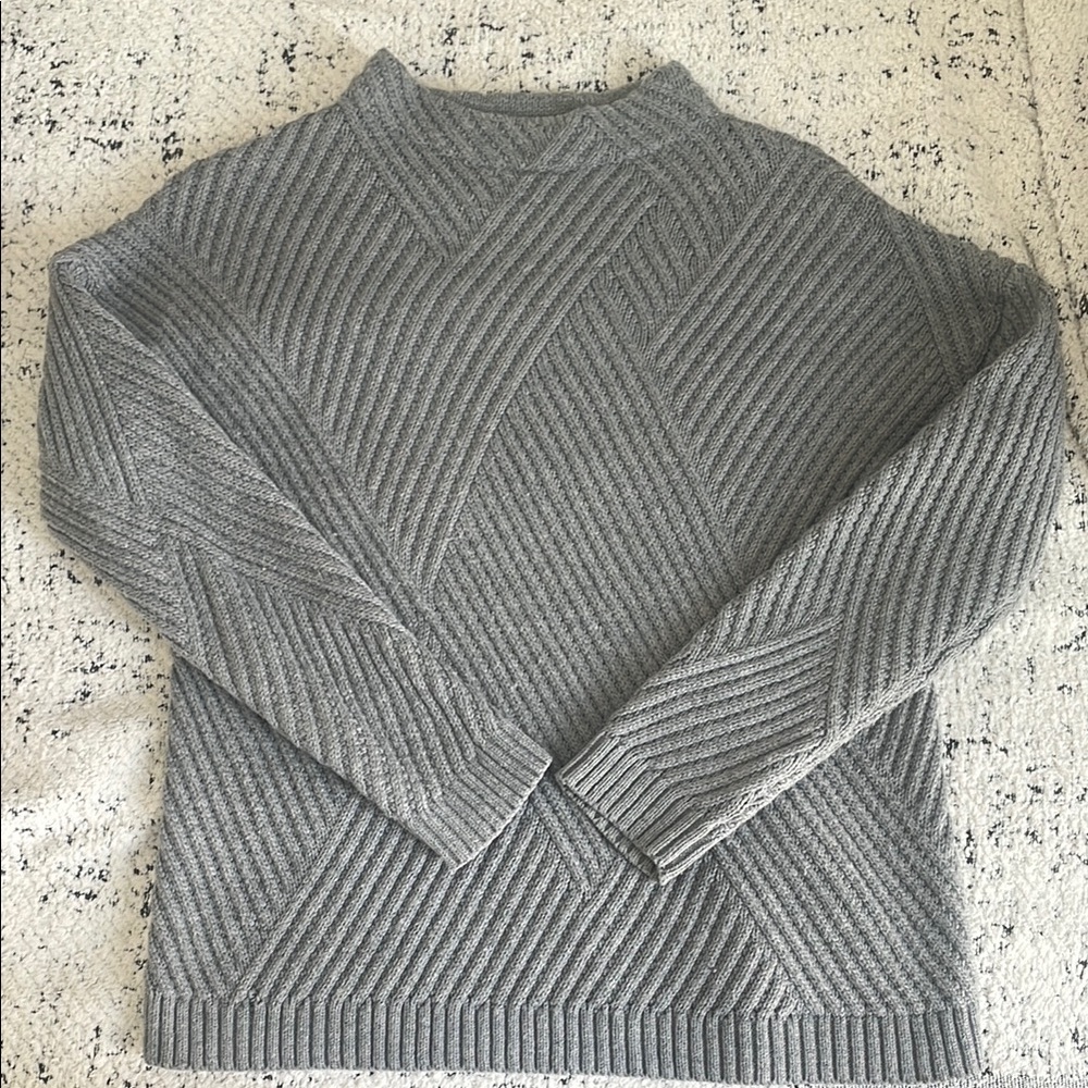 Mango Gray Ribbed Crew Neck Sweater